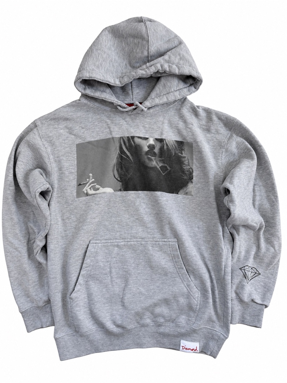 Diamond Supply Co Hoodie Mens M Gray Smoking Woman Photo Graphic Skate